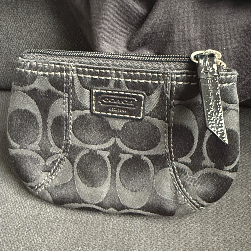 Coach Black Signature Jacquard Coin Pouch